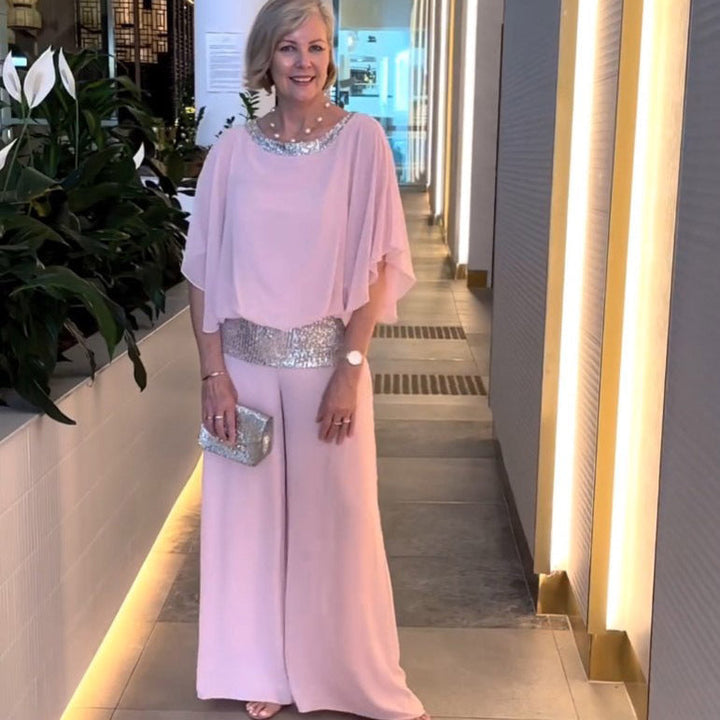 Mireya | Elegancki Zestaw Wieczorowy z Szerokimi Nogawkami