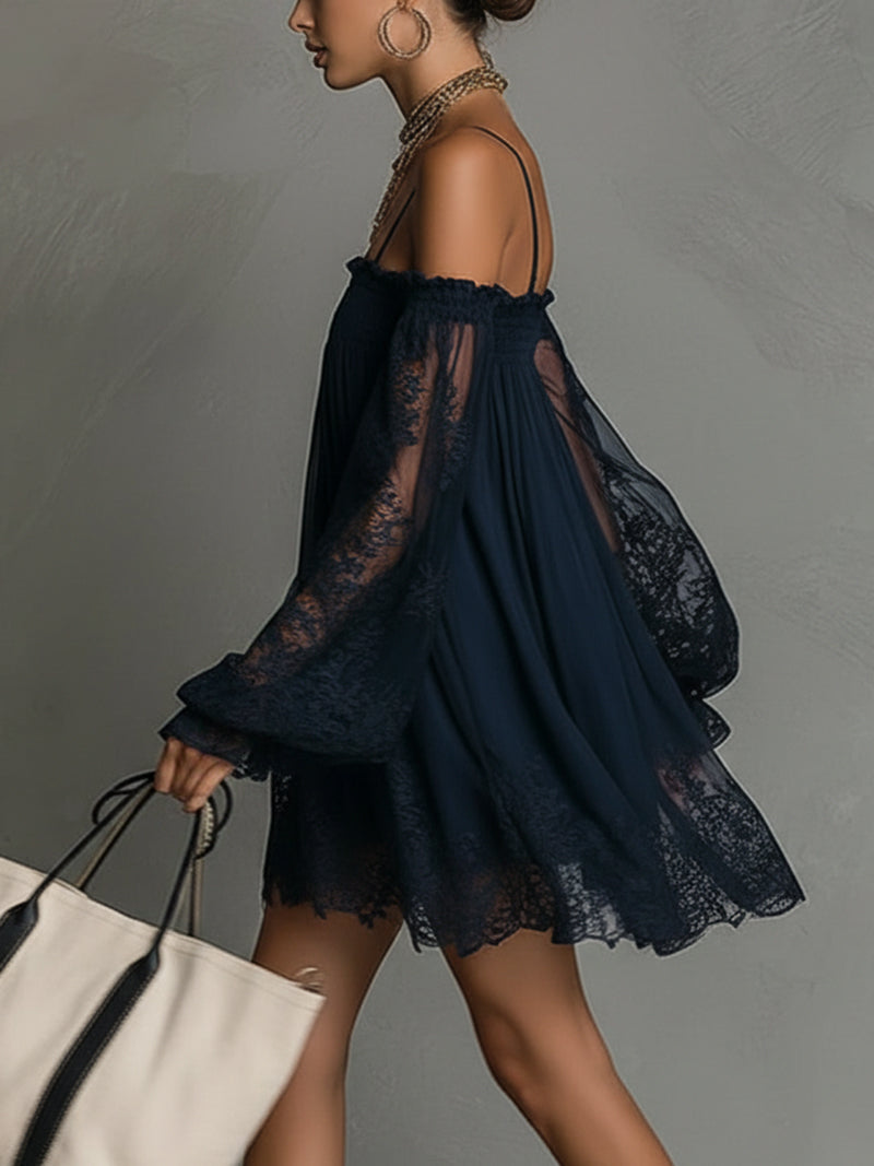 Camille | Elegancka mini sukienka z koronką bez ramiączek