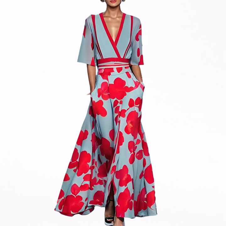 Valentina | Elegancka Sukienka Maxi z Głębokim Dekoltem