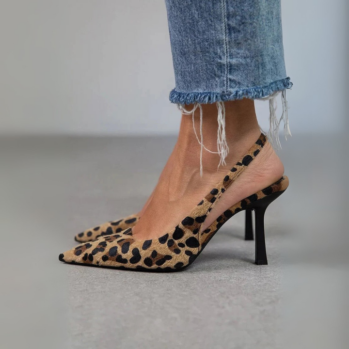 Tulia – Szpilki khaki w panterkę