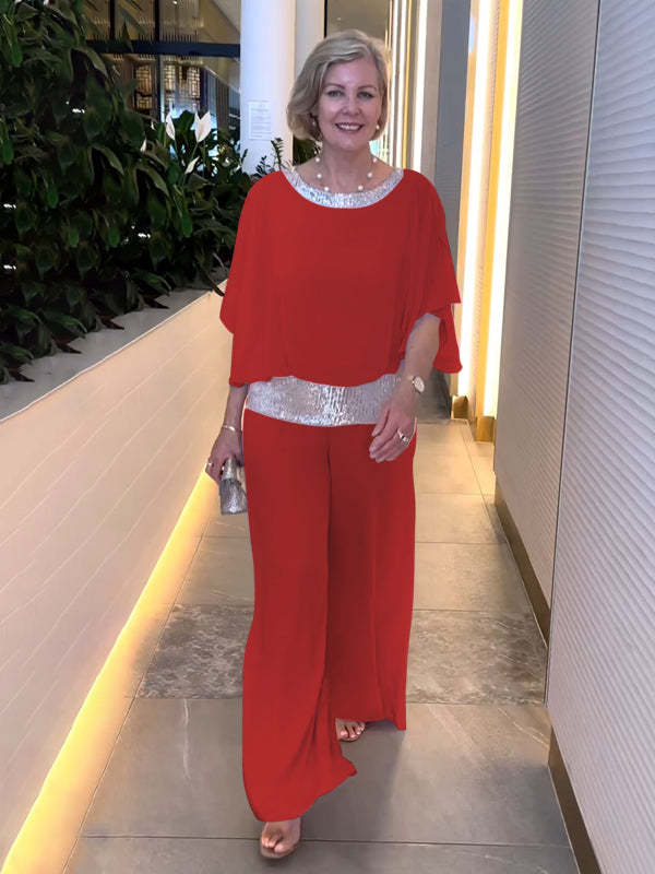 Mireya | Elegancki Zestaw Wieczorowy z Szerokimi Nogawkami