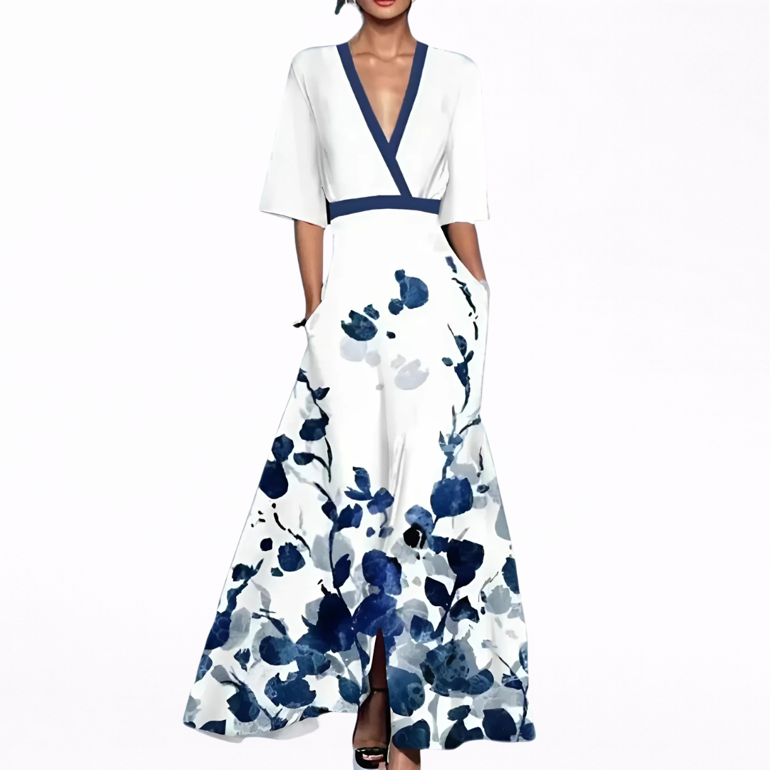 Valentina | Elegancka Sukienka Maxi z Głębokim Dekoltem