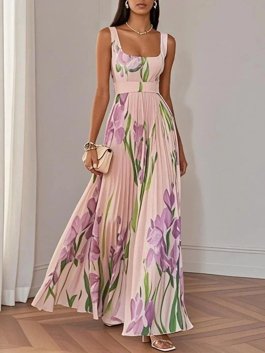 Yara™ - Sukienka Maxi z Plisowanego Chiffonu