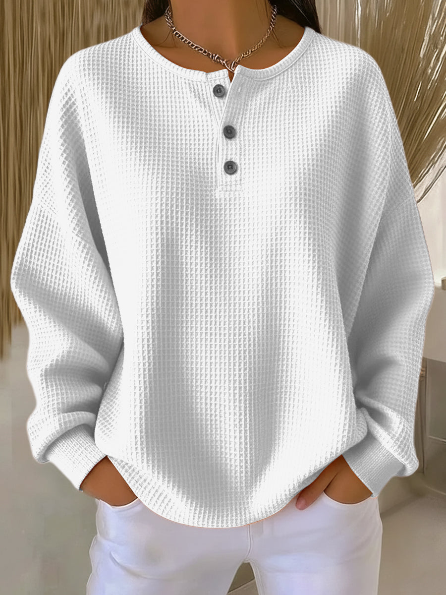 Kailani – Waflowa bluza z eleganckim kołnierzem