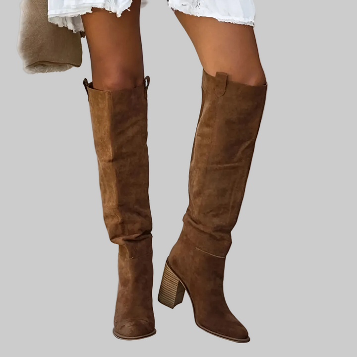 Wysokie Botki w Stylu Western z Stabilnym Obcasem