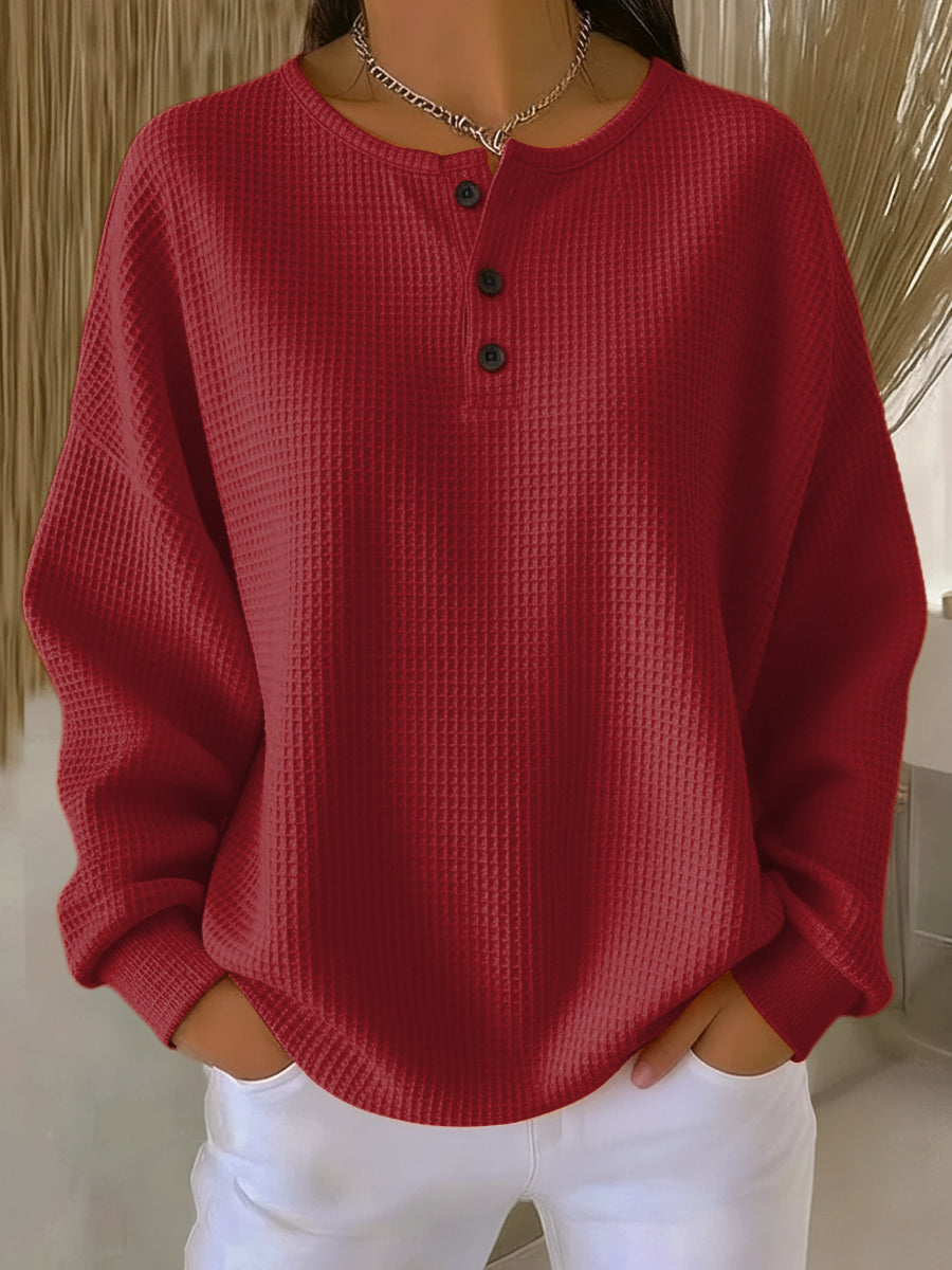 Kailani – Waflowa bluza z eleganckim kołnierzem