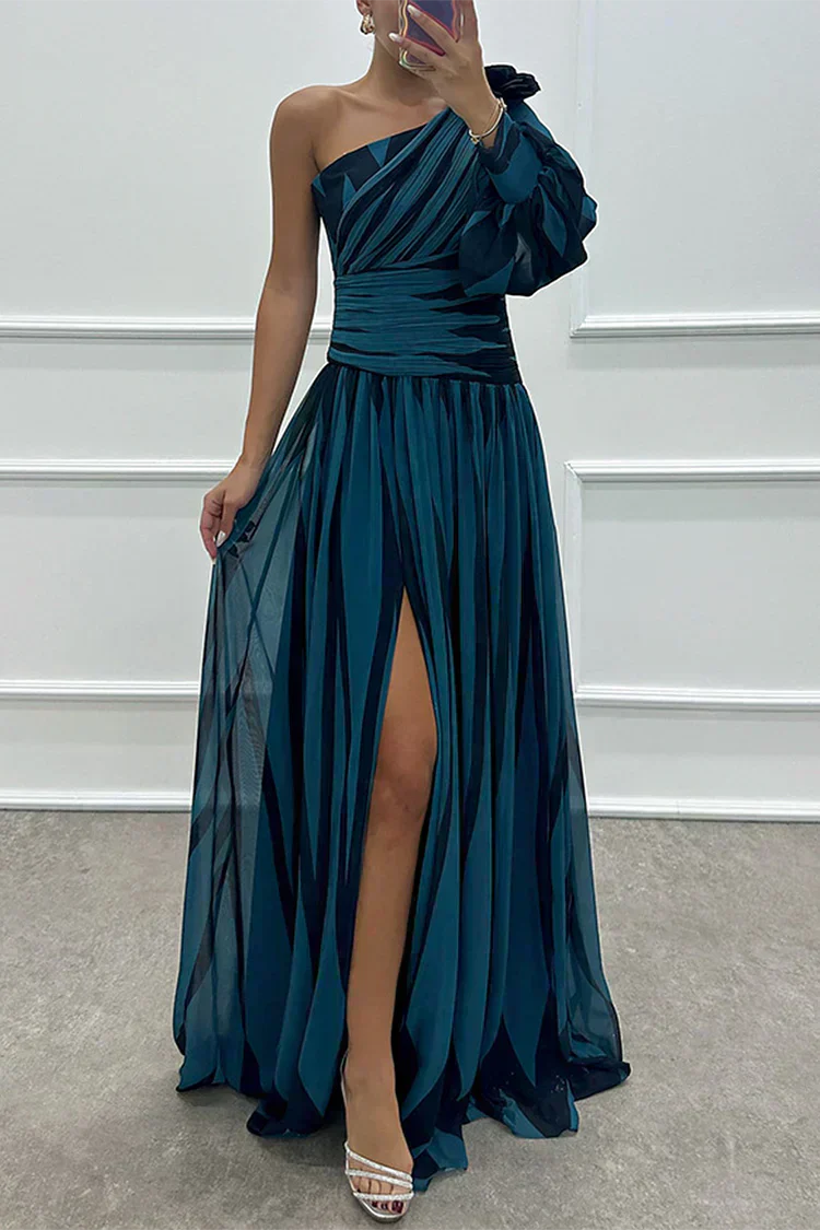 Hazel™ | Elegancka Sukienka Maxi w Paski z Jednym Ramiączkiem