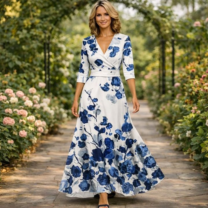 Fleur™ - Elegancka Sukienka Kwiatowa z Dekoltem w Serek