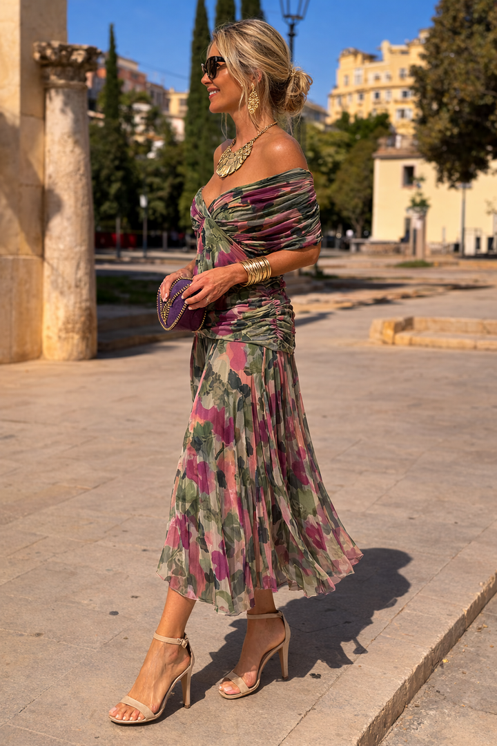 Elegancka Sukienka Maxi na Przyjęcie z Dekoltem w Serek