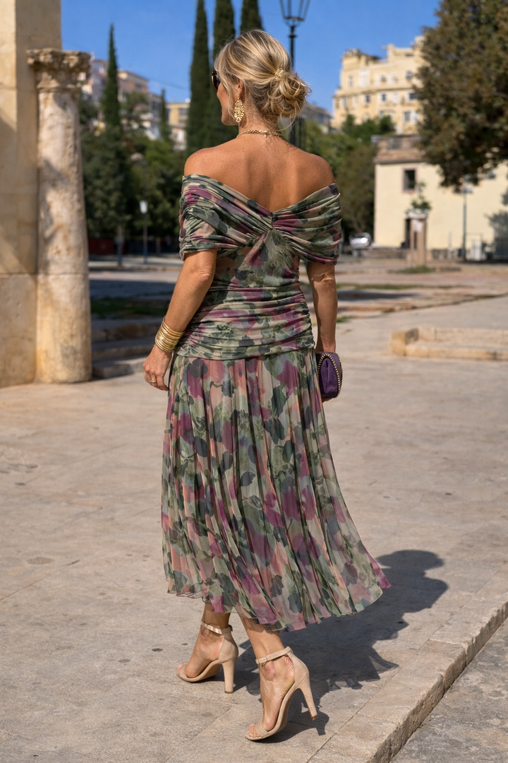 Elegancka Sukienka Maxi na Przyjęcie z Dekoltem w Serek