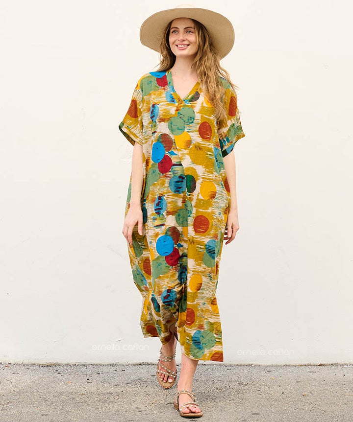Luma - Sukienka typu kaftan z kieszeniami do noszenia na co dzień