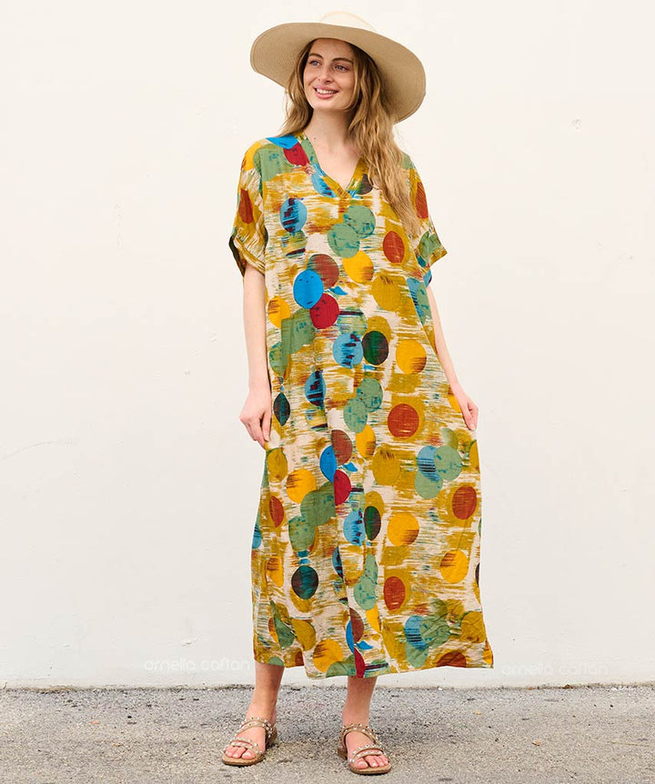 Luma - Sukienka typu kaftan z kieszeniami do noszenia na co dzień