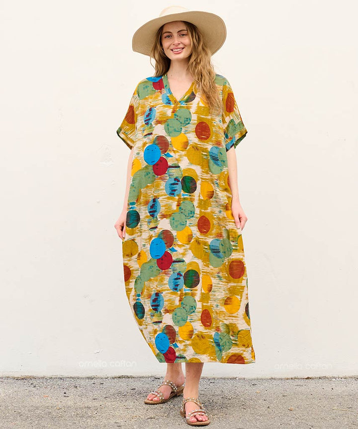 Luma - Sukienka typu kaftan z kieszeniami do noszenia na co dzień