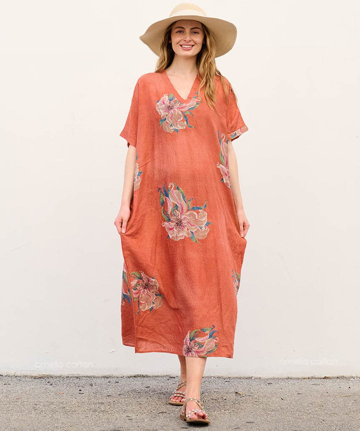 Liva - Sukienka typu kaftan z kieszeniami do noszenia na co dzień