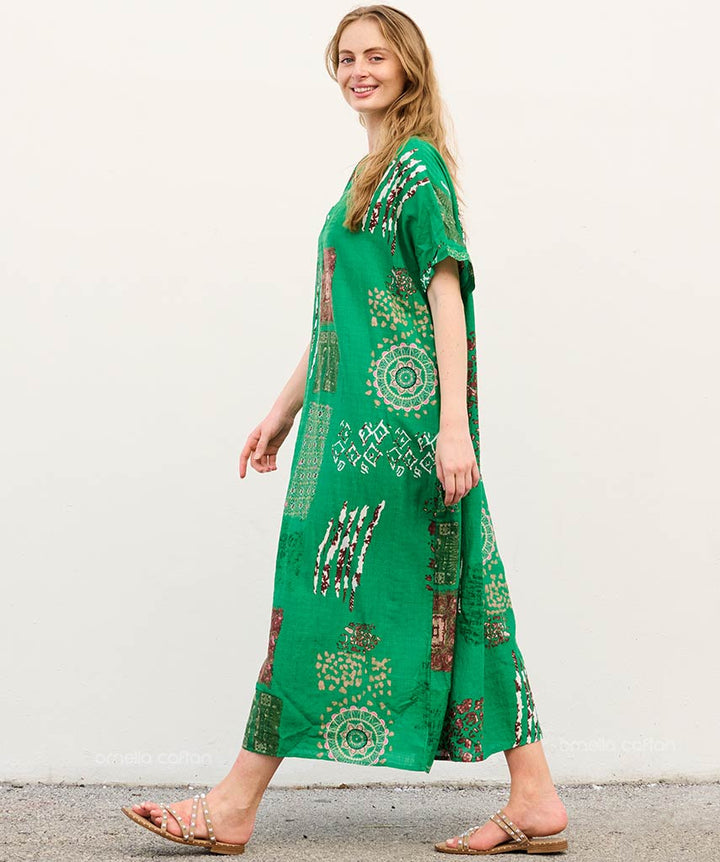 Mira - Sukienka typu kaftan z kieszeniami do noszenia na co dzień