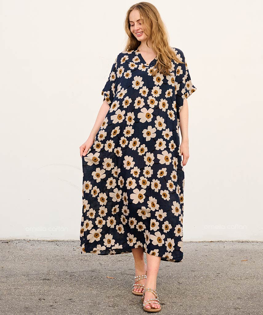 Kira - Sukienka typu kaftan z kieszeniami do noszenia na co dzień