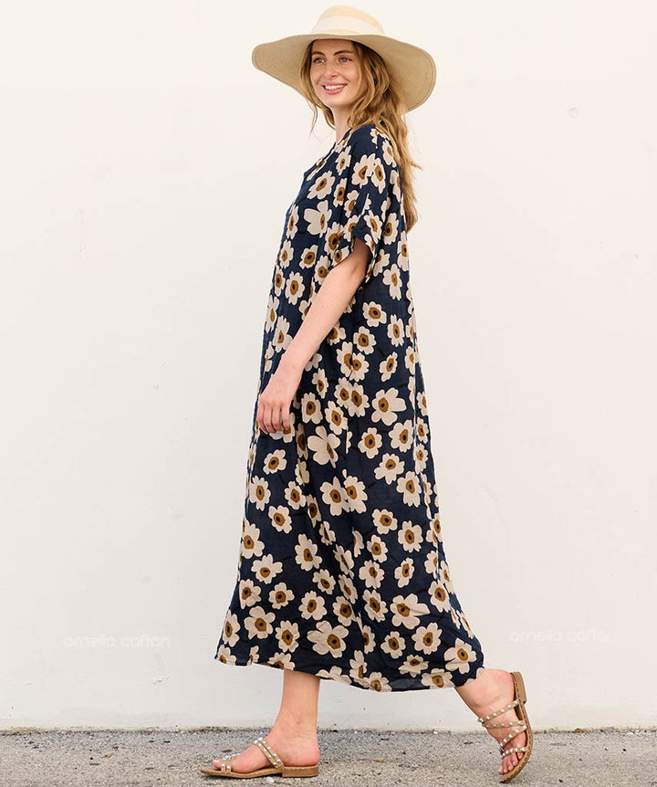 Kira - Sukienka typu kaftan z kieszeniami do noszenia na co dzień