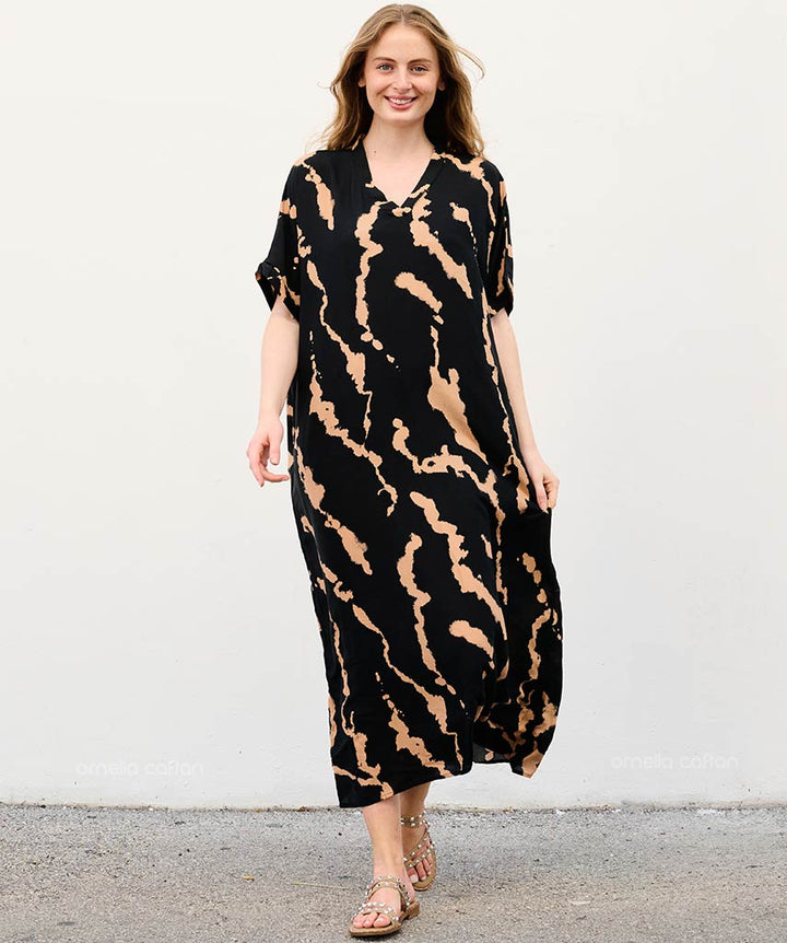 Sela - Sukienka typu kaftan z kieszeniami do noszenia na co dzień