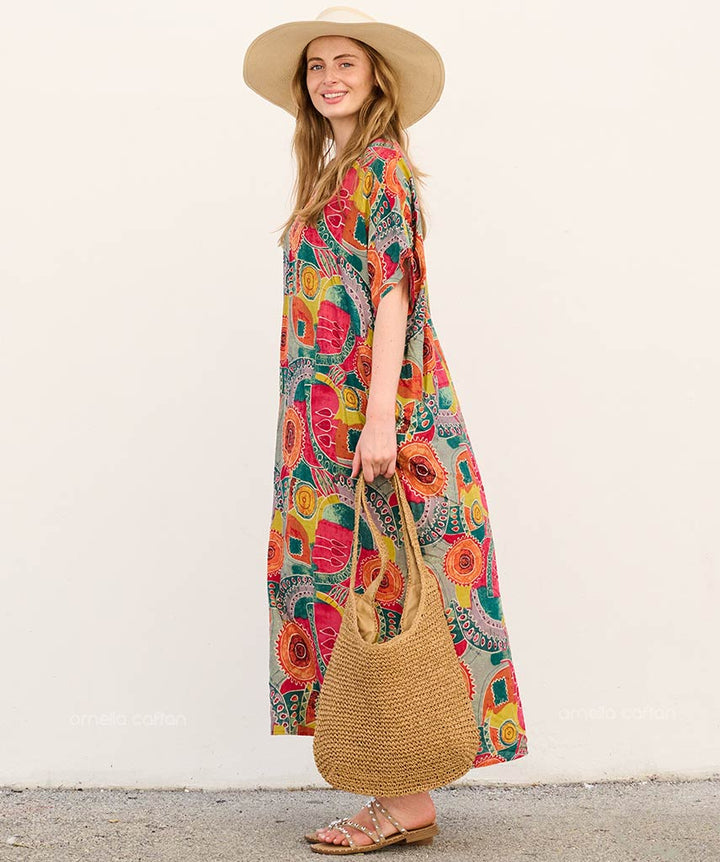Zira - Sukienka typu kaftan z kieszeniami do noszenia na co dzień