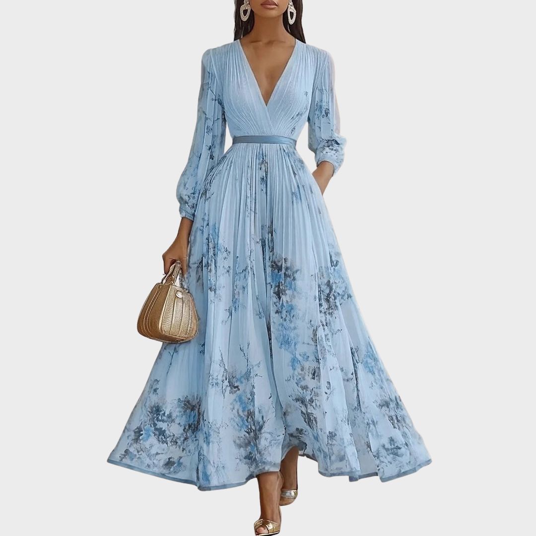 Siena™ - Elegancka Maxi Sukienka z Fala