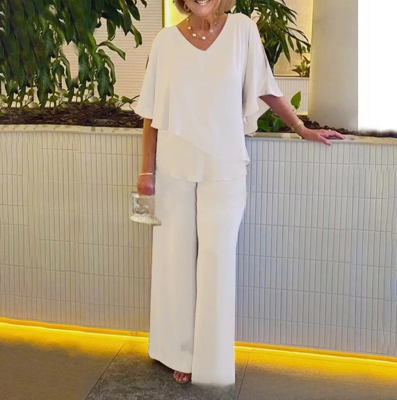 Martha | Elegancki Zestaw z Szerokimi Nogawkami.