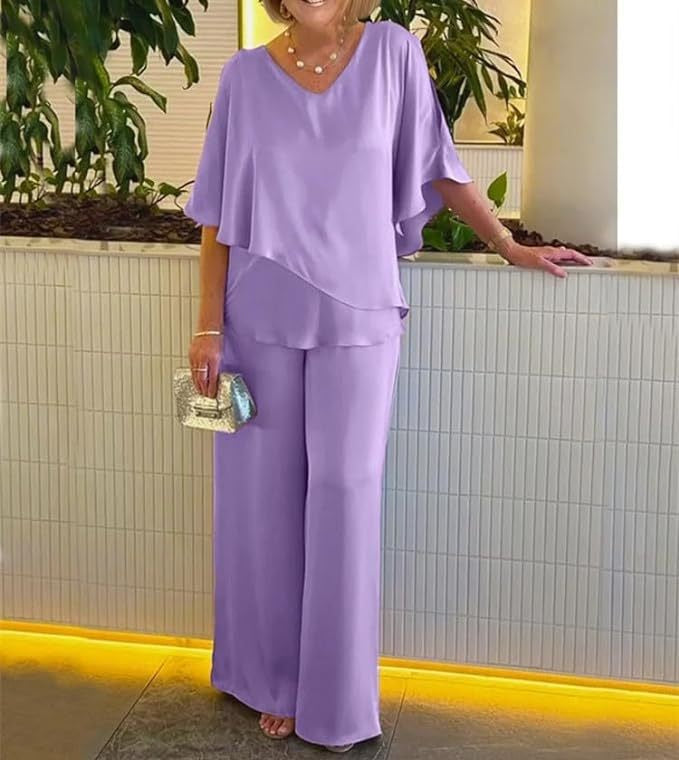 Martha | Elegancki Zestaw z Szerokimi Nogawkami.