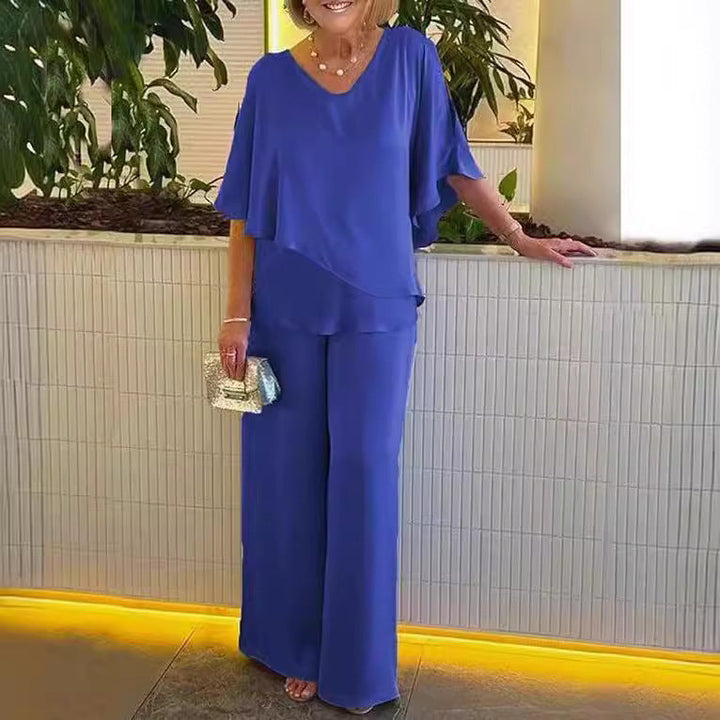 Martha | Elegancki Zestaw z Szerokimi Nogawkami.