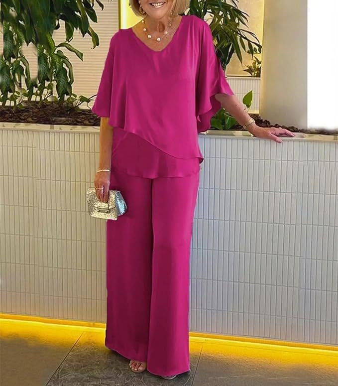 Martha | Elegancki Zestaw z Szerokimi Nogawkami.