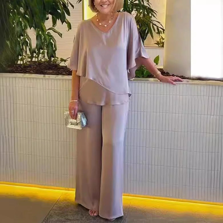 Martha | Elegancki Zestaw z Szerokimi Nogawkami.