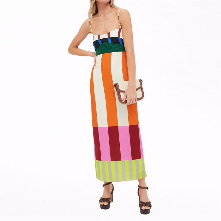 Paloma | Maxi Sukienka Kolorowa w Paski