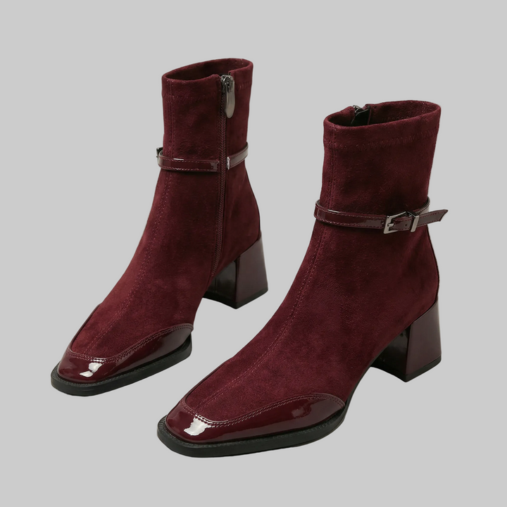 Romany | Eleganckie Botki z Ekoskóry z Średnim Obcasem