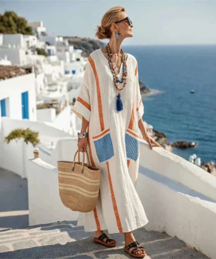 Kathleen | Elegancka Letnia Sukienka Maxi o Luźnym Kroju