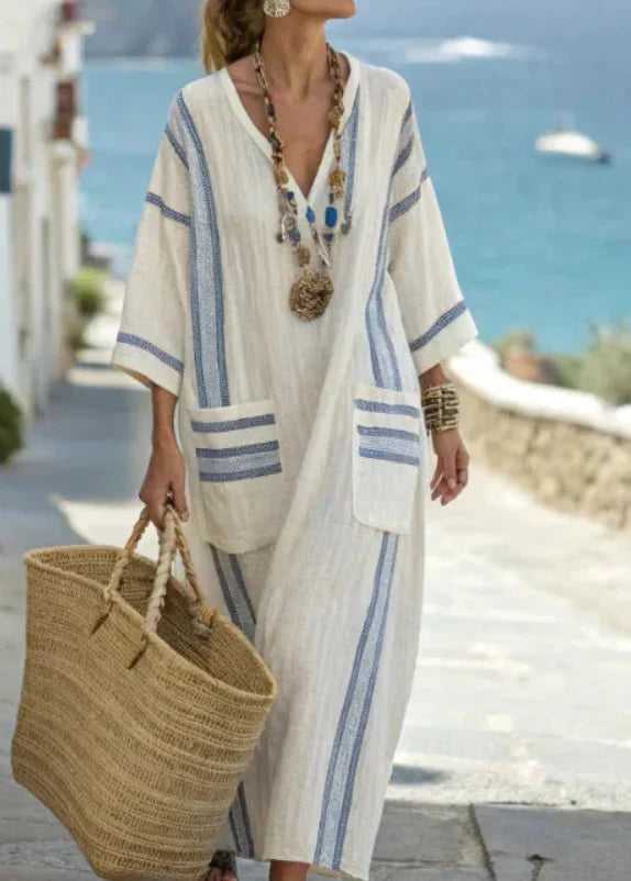 Kathleen | Elegancka Letnia Sukienka Maxi o Luźnym Kroju