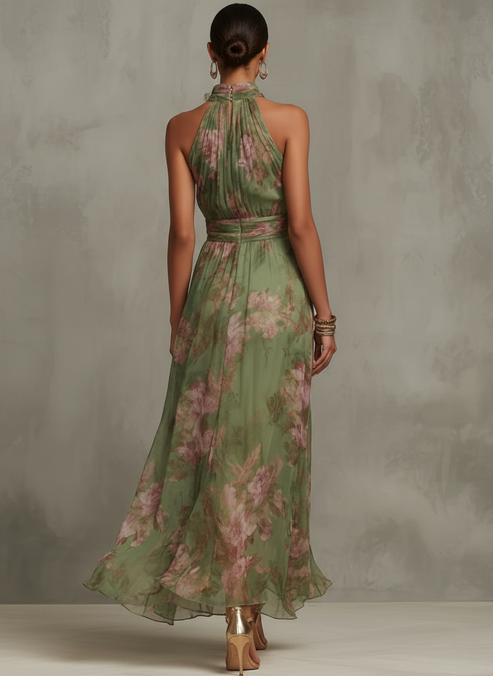 Livia | Sukienka Maxi Halter Kwiatowa