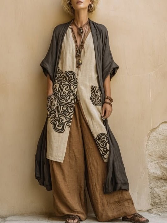Suzanne | Boho Szerokie Spodnie Letni Zestaw