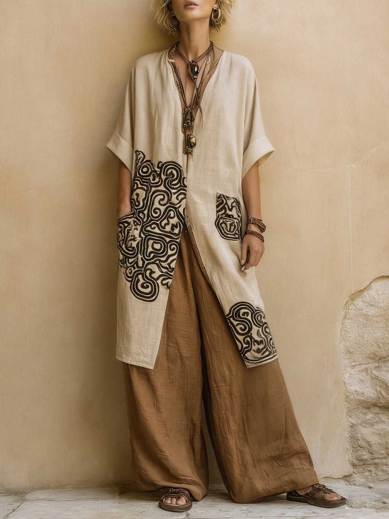 Suzanne | Boho Szerokie Spodnie Letni Zestaw