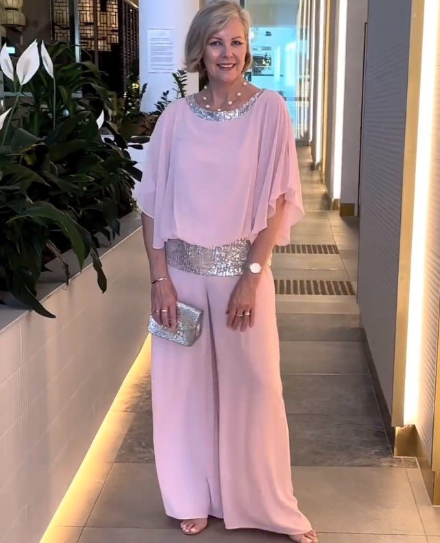 Mireya | Elegancki Zestaw Wieczorowy z Szerokimi Nogawkami