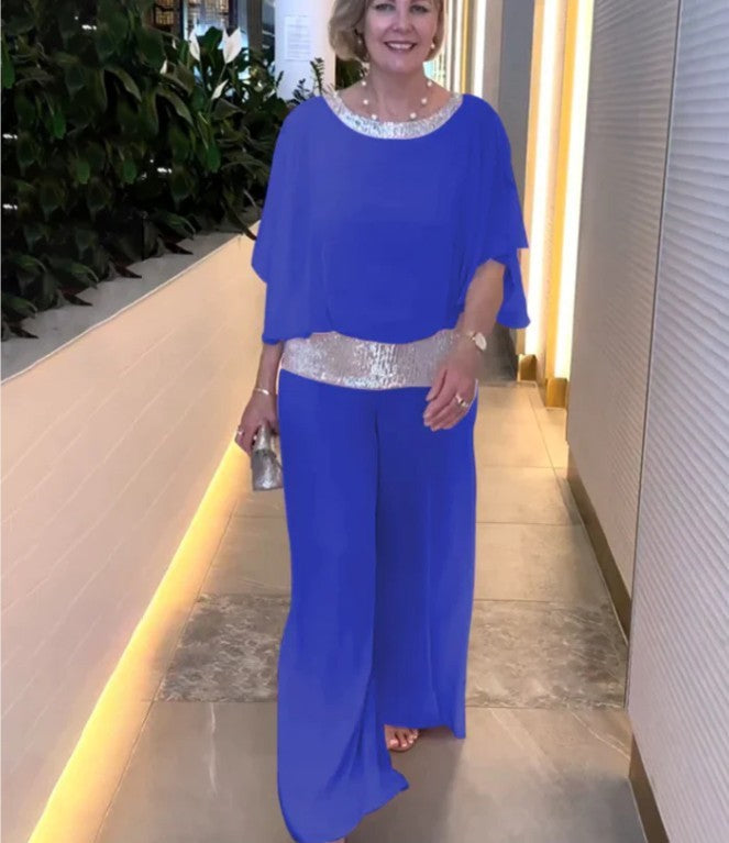 Mireya | Elegancki Zestaw Wieczorowy z Szerokimi Nogawkami