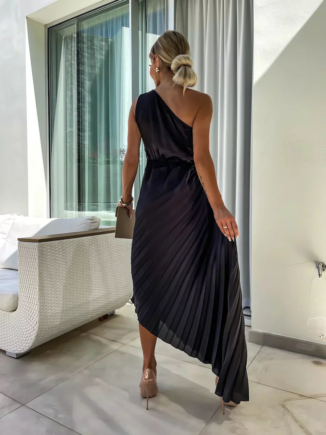 Eya™ | Elegancka Sukienka Maxi Kwiatowa na Jedno Ramię
