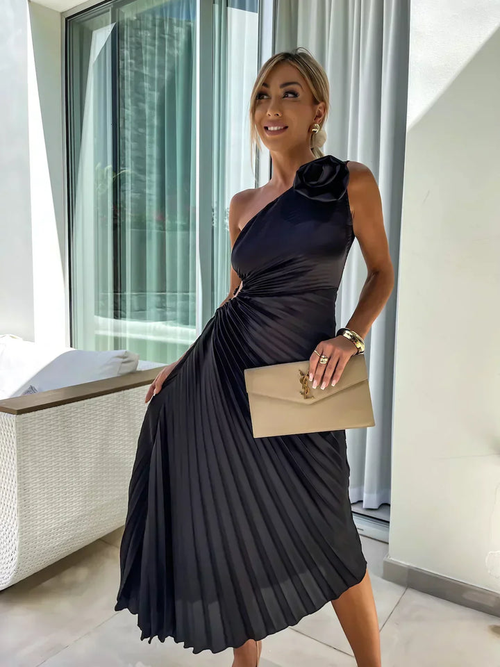 Eya™ | Elegancka Sukienka Maxi Kwiatowa na Jedno Ramię