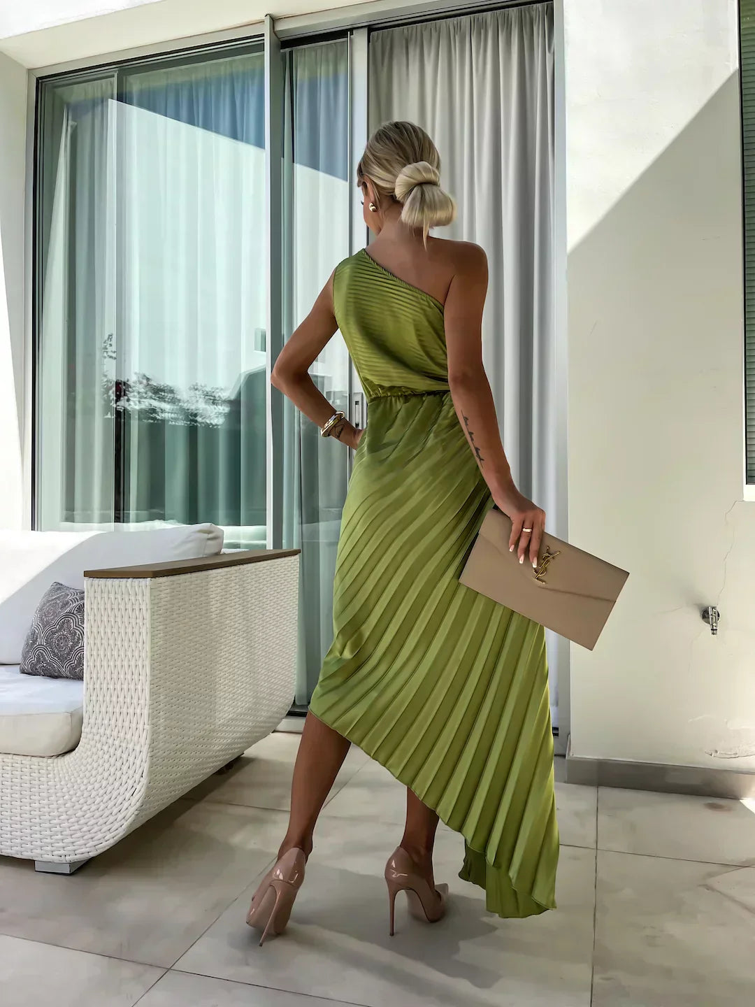 Eya™ | Elegancka Sukienka Maxi Kwiatowa na Jedno Ramię